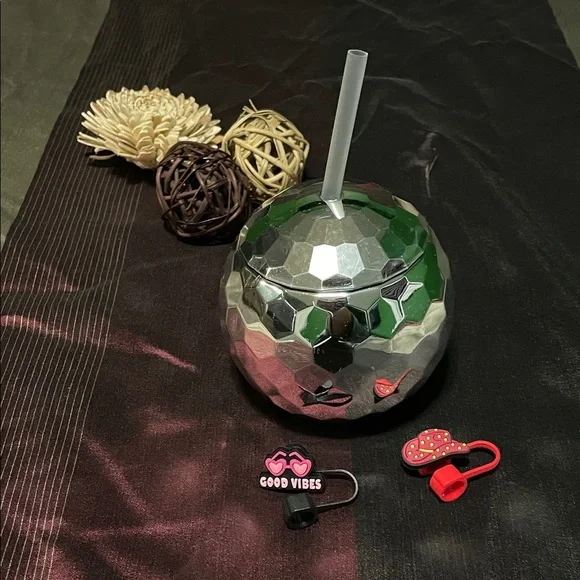 Silver Disco Ball Tumbler with Straw - Picture 1 of 3